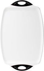 Dexas Chop & Scoop Cutting Board with Non-Slip Feet, 15 x 11 Inch, BPA-Free Dishwasher Safe Kitchen Prep Board, White and Black