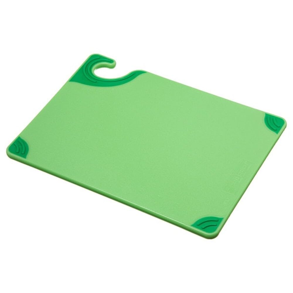 San Jamar Saf-T-Grip Plastic Cutting Board with Safety Hook, 9" x 12" x 0.375", Green