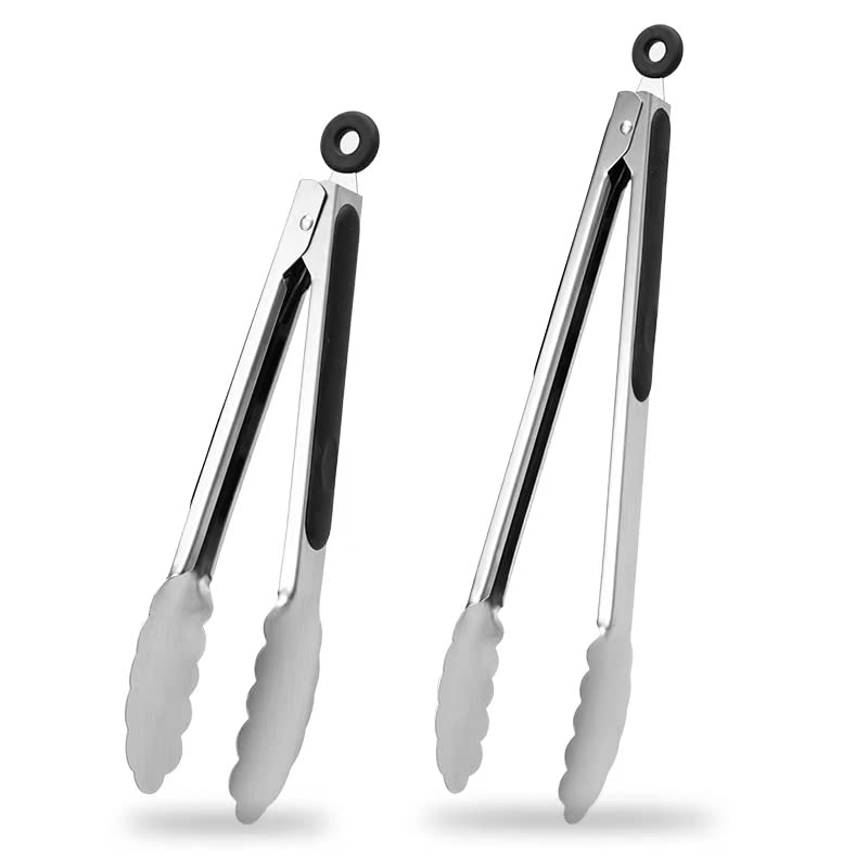 7-Inch Stainless Steel Kitchen Tongs Set, for Cooking Serving (7", 3PCS)