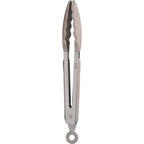 Tovolo Kitchen Tongs with Silicone Tips 9 Inch for Cooking Mixing and Serving, Easy Clean Dishwasher Safe Silicone Tipped Tongs with Locking Stainless Steel Heat Resistant, Warm Gray
