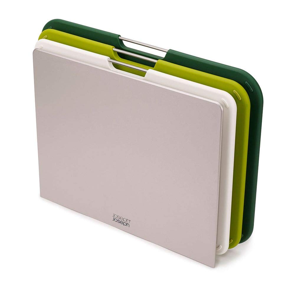 Joseph Joseph Nest 3 Piece Color Coded Cutting Board Set With Storage Stand, Regular - Grey/Blue