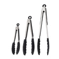 Kitchen Tongs with Silicone Tips, Stainless Steel Cooking Tongs Set of 3