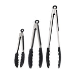 Kitchen Tongs with Silicone Tips, Stainless Steel Cooking Tongs Set of 3