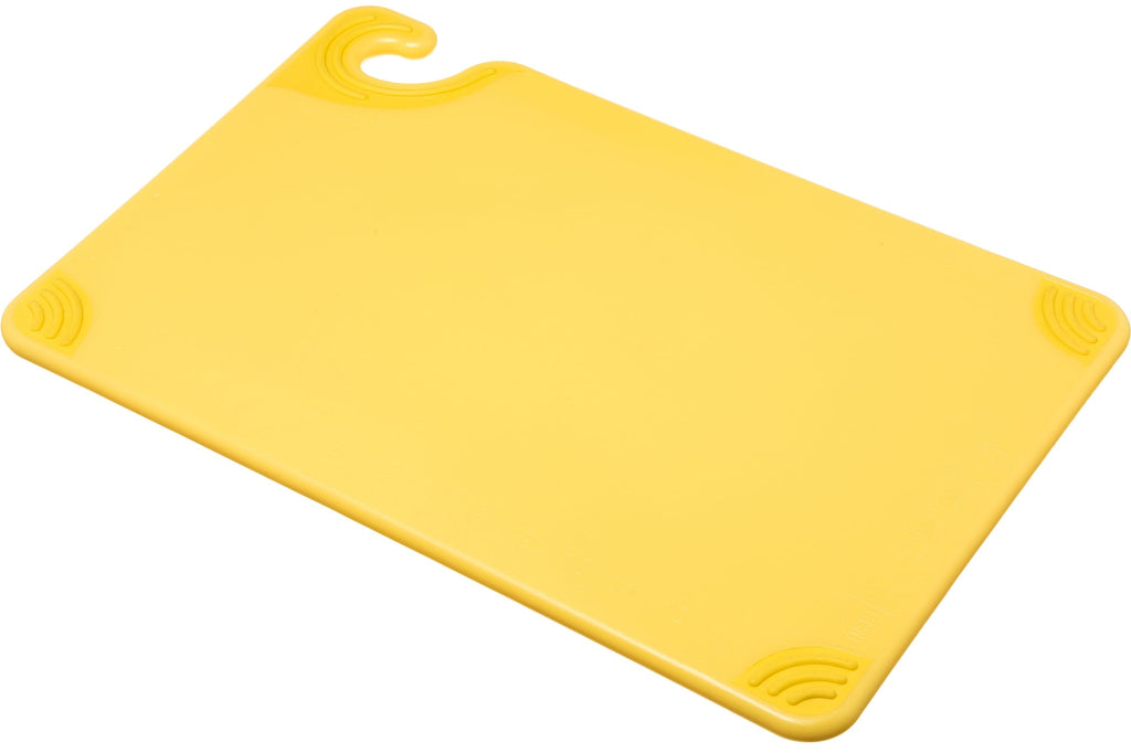 San Jamar Saf-T-Grip Plastic Cutting Board with Safety Hook, 12" x 18" x 0.5", Green
