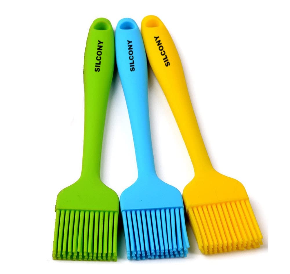 10" Silicone Pastry Basting BIG SIZE Brushes Heat Resistant BPA Free for BBQ Grill Barbecue & Kitchen Baking Cooking Marinating Oil Brushes Soft Bristles Long Handle (3, 10 Inches)