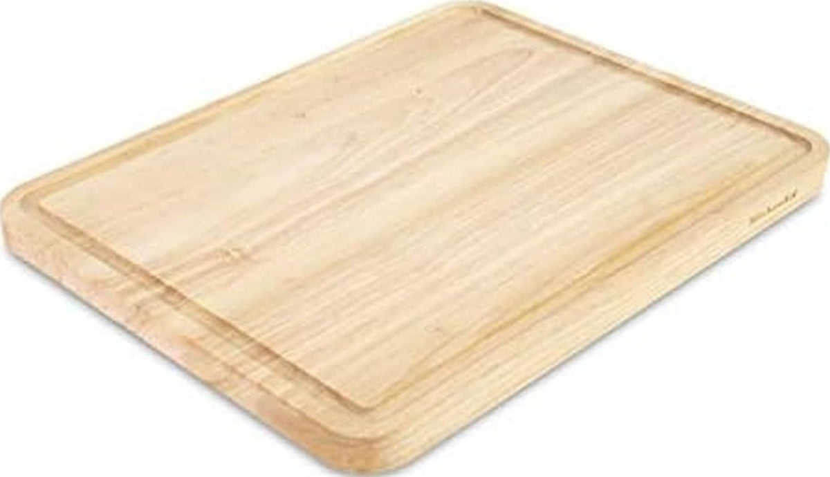 KitchenAid Classic Rubberwood Cutting Board with Perimeter Trench, Reversible Chopping Board, 8-inch x 10-Inch, Natural