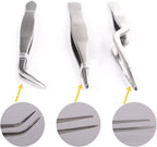 Kitchen Cooking Tweezers Culinary,3 Piece Set Stainless Steel Tweezer Precision Tongs Offset Tip for Cooking Food Design styling(6.3-Inch)