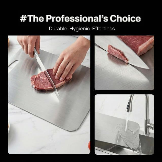 URMONA 3 PCS 304 Stainless Steel Cutting Board Set for Kitchen