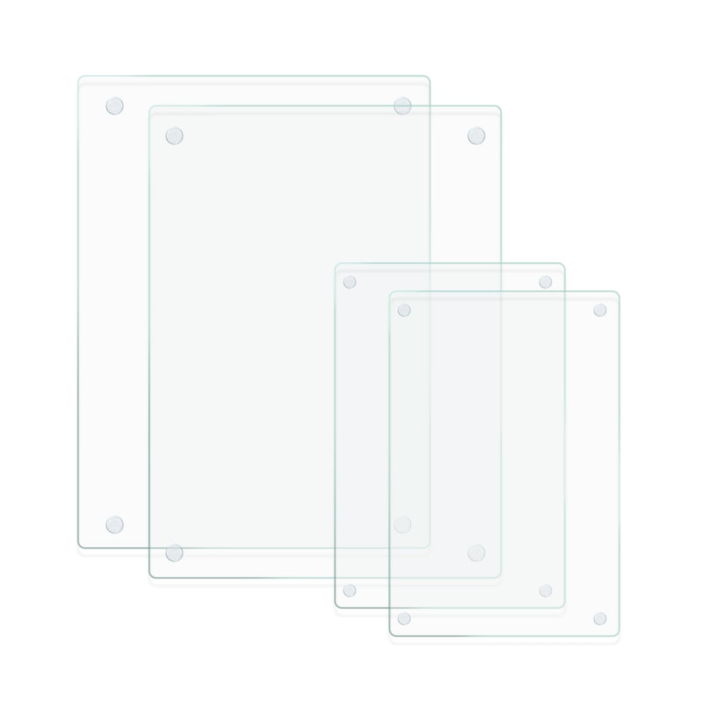 Mymonfif Tempered Glass Cutting Board for Kitchen, Clear Glass Board for Countertop, Heat Resistant, with Non-Slip Feet, 12x16" & 12x8" 2 Pcs Clear
