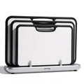 SMIRLY Titanium Cutting Board for Kitchen, with Holder, 3 Pack, Silver
