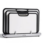 SMIRLY Titanium Cutting Board for Kitchen, with Holder, 3 Pack, Silver