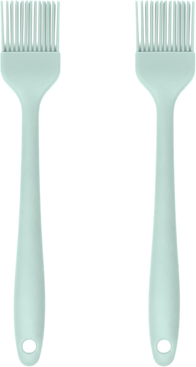 JS Gourmet Silicone Small Basting and Pastry Brush - Pastel Green - 2-Pack