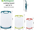 Cutting Boards for Kitchen, Plastic Chopping Board Set of 4 with Non-Slip Feet and Deep Drip Juice Groove, Easy Grip Handle, Dishwasher Safe