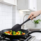 Silicone Kitchen Utensil Set – 6 Piece Heat-Resistant Non-Stick Cooking Tools, BPA-Free Food-Grade Silicone Spatulas & Brush for Cooking & Baking (Black)