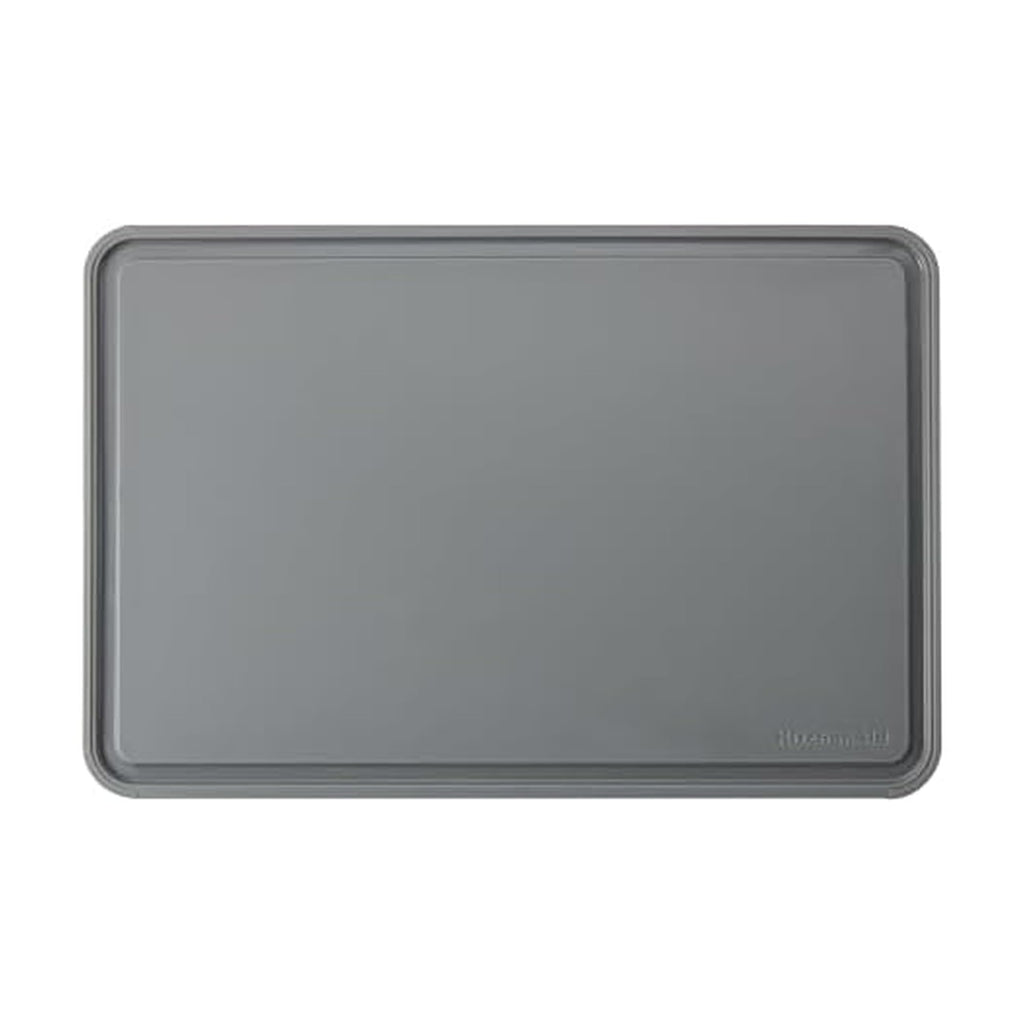 KitchenAid Classic Nonslip 2-Piece Plastic Cutting Board Set with Perimeter Trench and Non Slip Edges, 2-Piece Kitchen Chopping Boards, Dishwasher-Safe, White and Gray