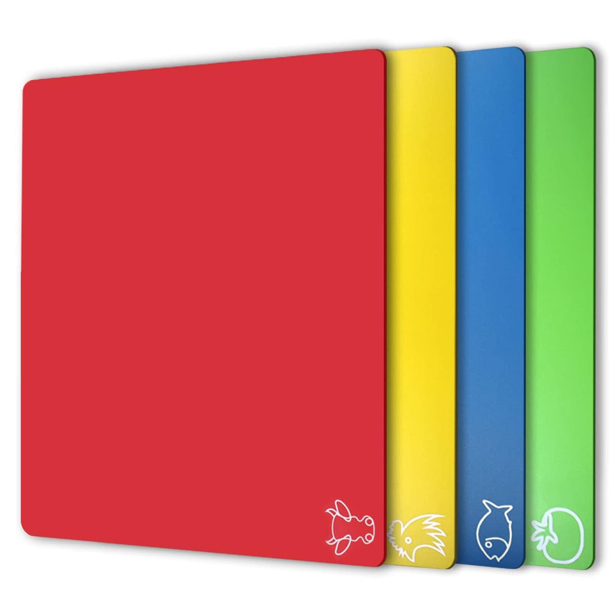 Fotouzy Flexible Plastic Cutting Boards for Kitchen, Upgrade Nonslip Cutting Board Set of 4, BPA-Free, Dishwasher Safe