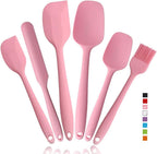 Heat Resistant Silicone Spatulas Set 6pcs, Seamless Design Non-Stick Mixing Spatulas with Stainless Steel Core, Premium BPA-Free Rubber Spatula Baking Cooking Utensile for Home Kitchen BBQ (purple)