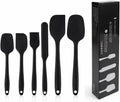 Silicone Kitchen Utensil Set – 6 Piece Heat-Resistant Non-Stick Cooking Tools, BPA-Free Food-Grade Silicone Spatulas & Brush for Cooking & Baking (Black)