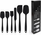 Silicone Kitchen Utensil Set – 6 Piece Heat-Resistant Non-Stick Cooking Tools, BPA-Free Food-Grade Silicone Spatulas & Brush for Cooking & Baking (Black)
