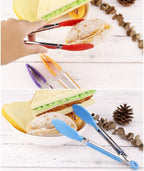 ZHIYE 4Pcs Silicone Tongs, Kitchen Tongs 7” Non-slip & Easy Grip Stainless Steel Handle - Smart Locking Clip - Heat Resistant, Food Grade