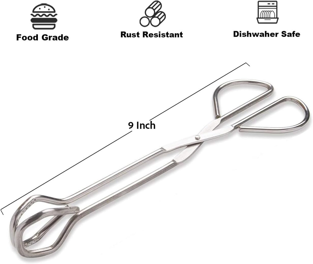 Hiash 9 Inch Heavy Duty Stainless Steel Kitchen Tongs For Cooking