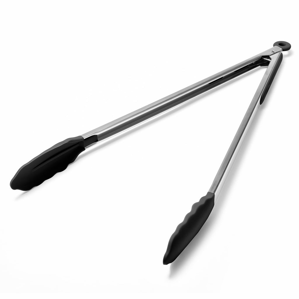 Doosu Kitchen Tongs with Silicone Tips for Cooking Serving (3Pcs, Navy)