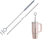 Silicone Bottle Brush & Silicone Straw Cleaner Set – 12.5” Long Handle, Flexible, Odor-Resistant, Dishwasher Safe – for Water Bottles, Baby Bottles, Tumblers & Straws (Grey)