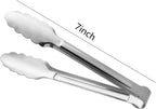 Serving Tongs,Buffet Tongs, ACAUTO Stainless Steel Food Tong Serving Tong Small Serving Tongs Stainless Steel Mini Appetizer Tongs, Set of 6 (7 Inch)