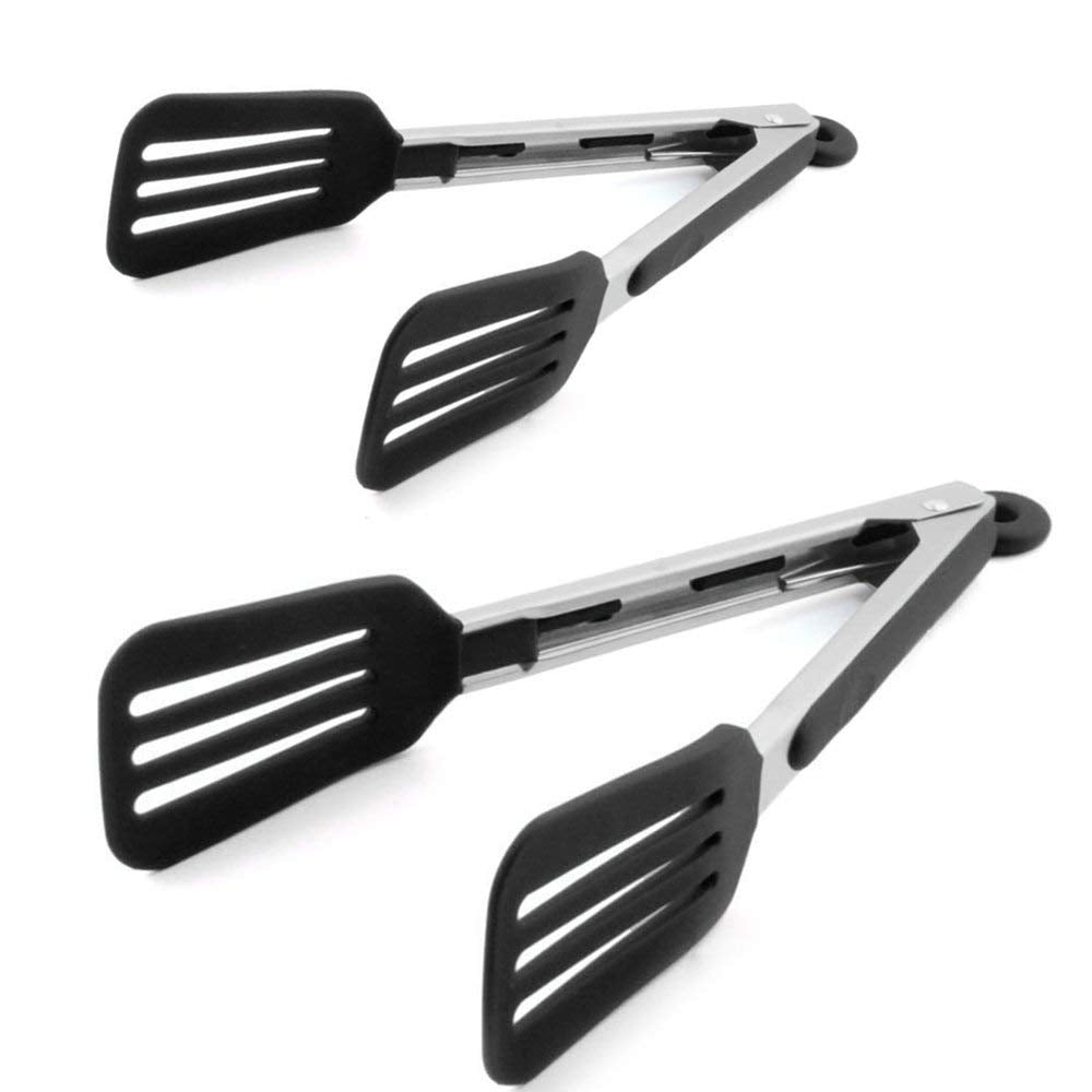 Cooking Tongs 9" and 12" Stainless Steel Kitchen Silicone Serving Tongs