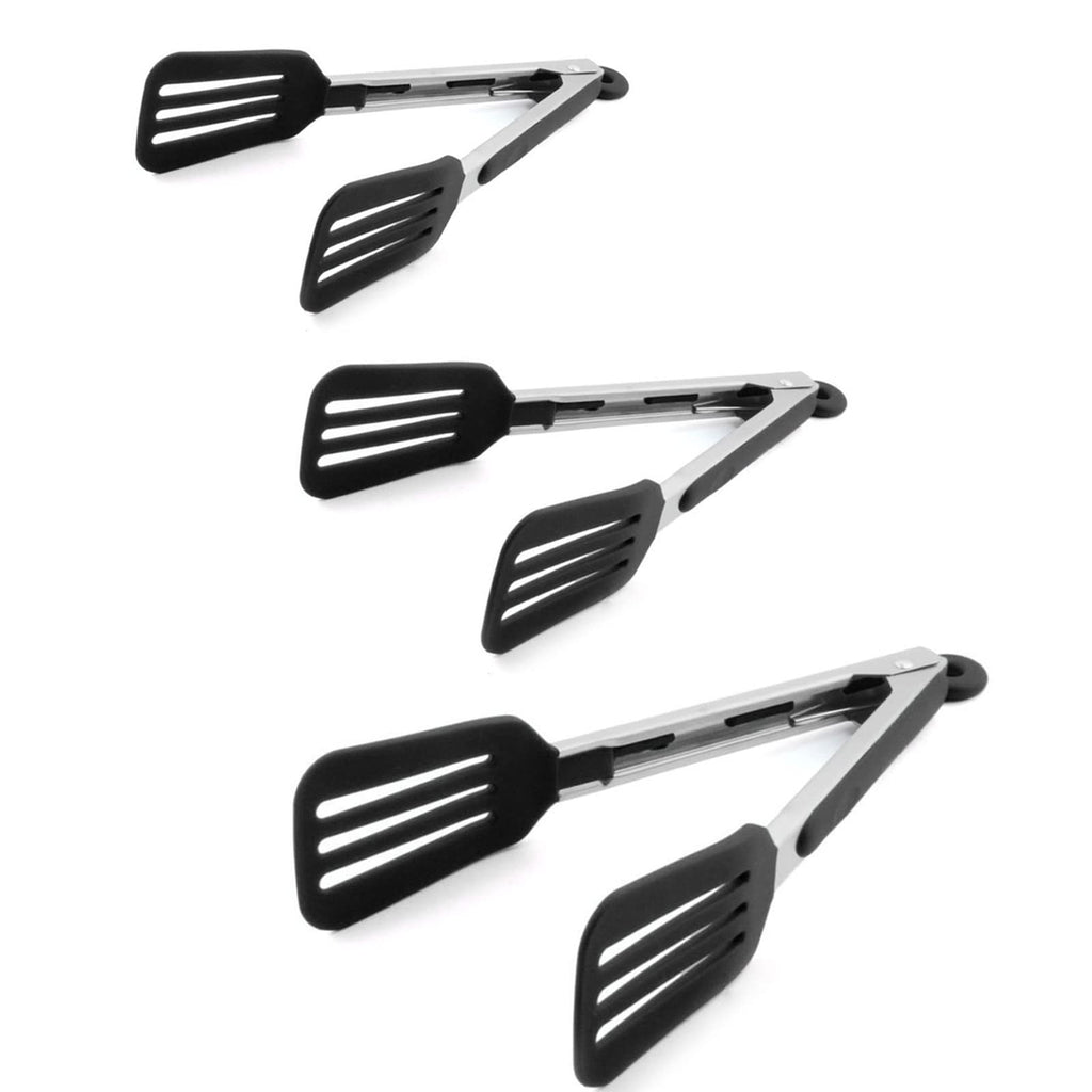 Cooking Tongs 9" and 12" Stainless Steel Kitchen Silicone Serving Tongs