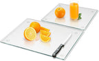 Mymonfif Tempered Glass Cutting Board for Kitchen, Clear Glass Board for Countertop, Heat Resistant, with Non-Slip Feet, 12x16" & 12x8" 2 Pcs Clear