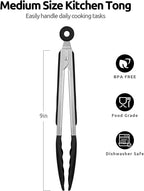 U-Taste Kitchen Tong for Cooking, 600ºF Heat-Resistant Silicone, 9in/Black