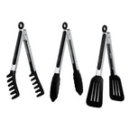 HST Tongs for Cooking with Silicone Tips 3 Pack, Kitchen Tongs (9", Black)