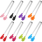 SHINDEL Mini Tongs, 8 PCS Silicone Hand Shape Food Tongs, 5 Inch