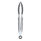 Tovolo Kitchen Tongs with Silicone Tips 9 Inch for Cooking Mixing and Serving, Easy Clean Dishwasher Safe Silicone Tipped Tongs with Locking Stainless Steel Heat Resistant, Warm Gray