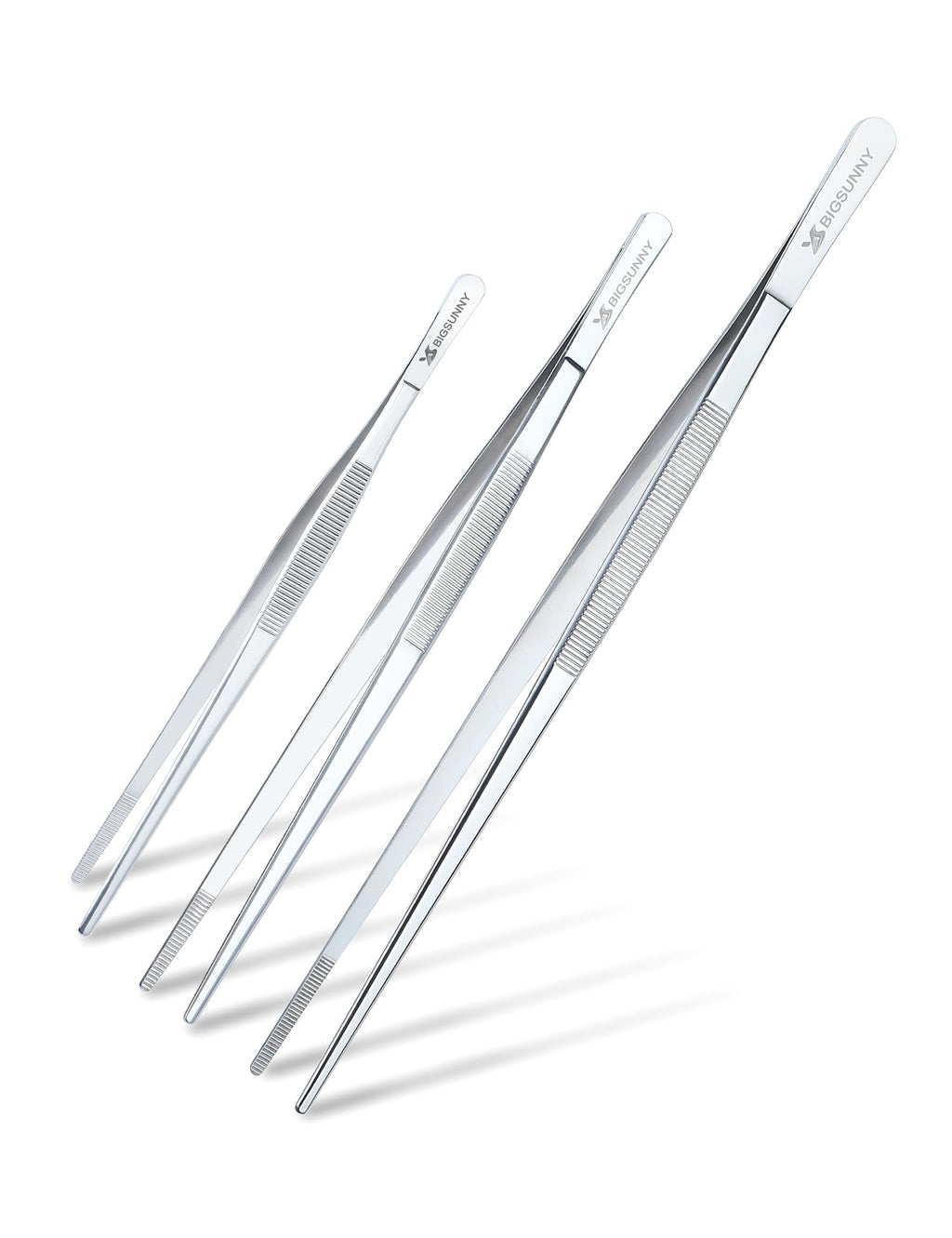 MSY BIGSUNNY 12 Inch Kitchen Tweezers Fine Tweezer Tongs, Stainless Steel Food Tweezers Multi-function Precision Serrated Tips Cooking Tongs Kitchen Serving Tong