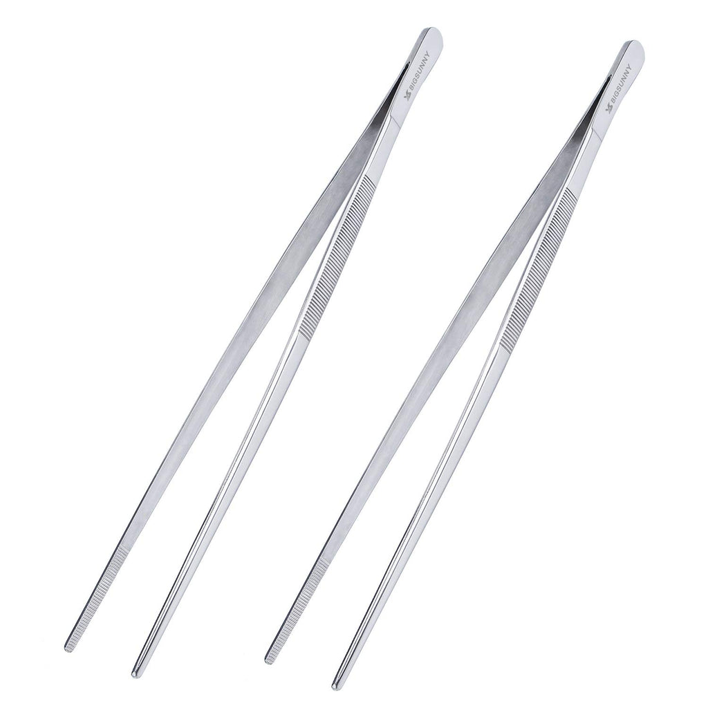 MSY BIGSUNNY 12 Inch Kitchen Tweezers Fine Tweezer Tongs, Stainless Steel Food Tweezers Multi-function Precision Serrated Tips Cooking Tongs Kitchen Serving Tong