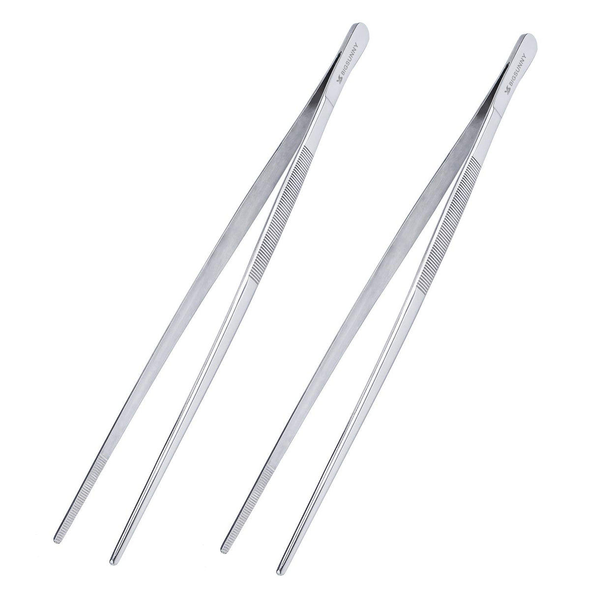MSY BIGSUNNY 12 Inch Kitchen Tweezers Fine Tweezer Tongs, Stainless Steel Food Tweezers Multi-function Precision Serrated Tips Cooking Tongs Kitchen Serving Tong
