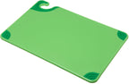 San Jamar Saf-T-Grip Plastic Cutting Board with Safety Hook, 12" x 18" x 0.5", Green