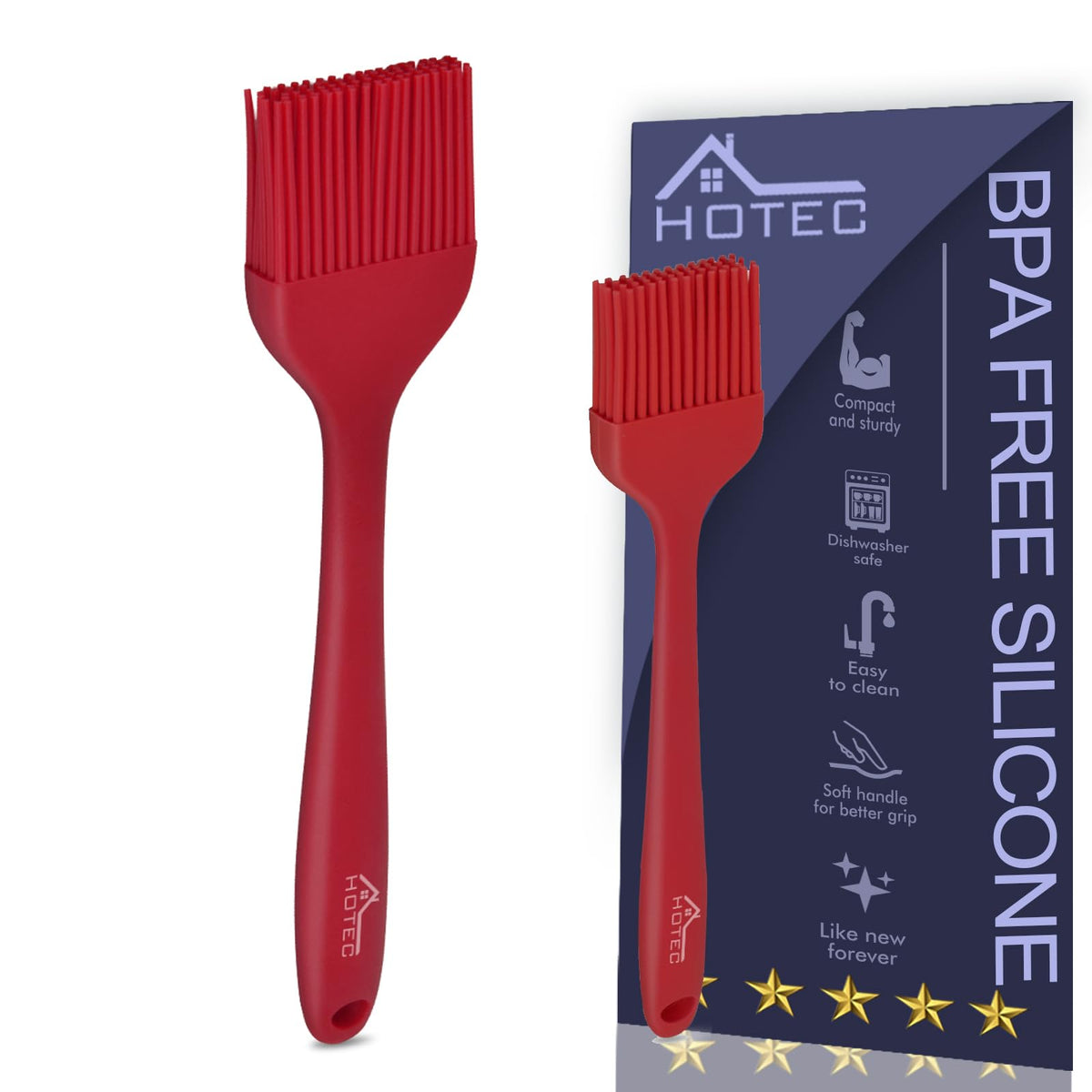 HOTEC 600℉ Heat Resistant Silicone Basting &Pastry Brush, Multicolor 5