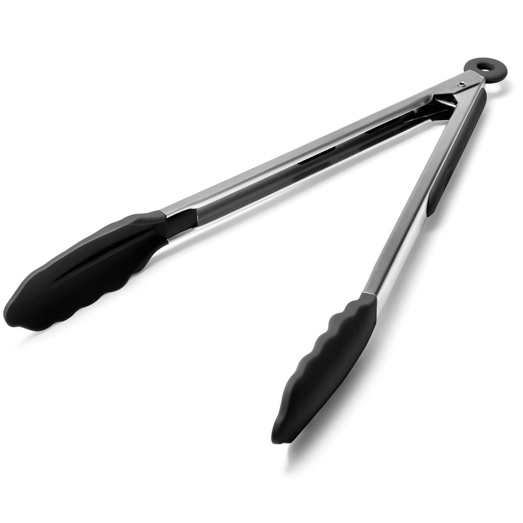 Doosu Kitchen Tongs with Silicone Tips for Cooking Serving (3Pcs, Navy)