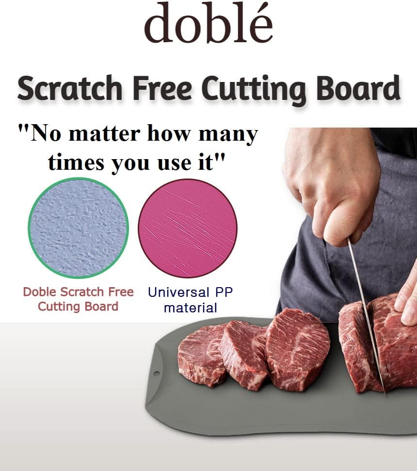 doblé Non-Scratch Flexible Cutting Board for Chopping, Scratch Free Juice Grooves with Easy Grip Handle, Non-Slip Dishwasher Safe for Kitchen (Large (15.6" x 10.7"), Space gray)
