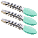 HINMAY Small Tongs with Silicone Tips 7-Inch Mini Serving Tongs, Set of 6