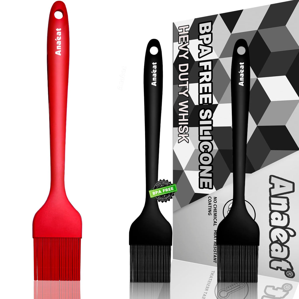 Anaeat 5 Pack Silicone Basting Pastry Brushes - Heat Resistant One-Piece Design with Soft Bristles, Hygienic Marinade Brush for Baking BBQ Grill, Spreading Oil Butter Sauce (Multicolor)