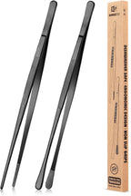BUNDLEPRO Kitchen Tweezers Tongs with Precision Serrated Tips, 2 Pcs, 12''