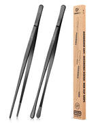 BUNDLEPRO Kitchen Tweezers Tongs with Precision Serrated Tips, 2 Pcs, 12''