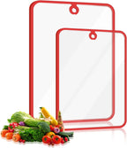 Glass Cutting Board,Tempered Glass Cutting Board for Kitchen Counter,Chopping Board with Non-Slip Edges,Hanging Hole,Scratch Resistant,Heat Resistant,15x10 & 12x8 2PCS