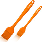 Begonia Silicone Kitchen Brush, 2pcs 10+8 inch Basting Brush (Orange)