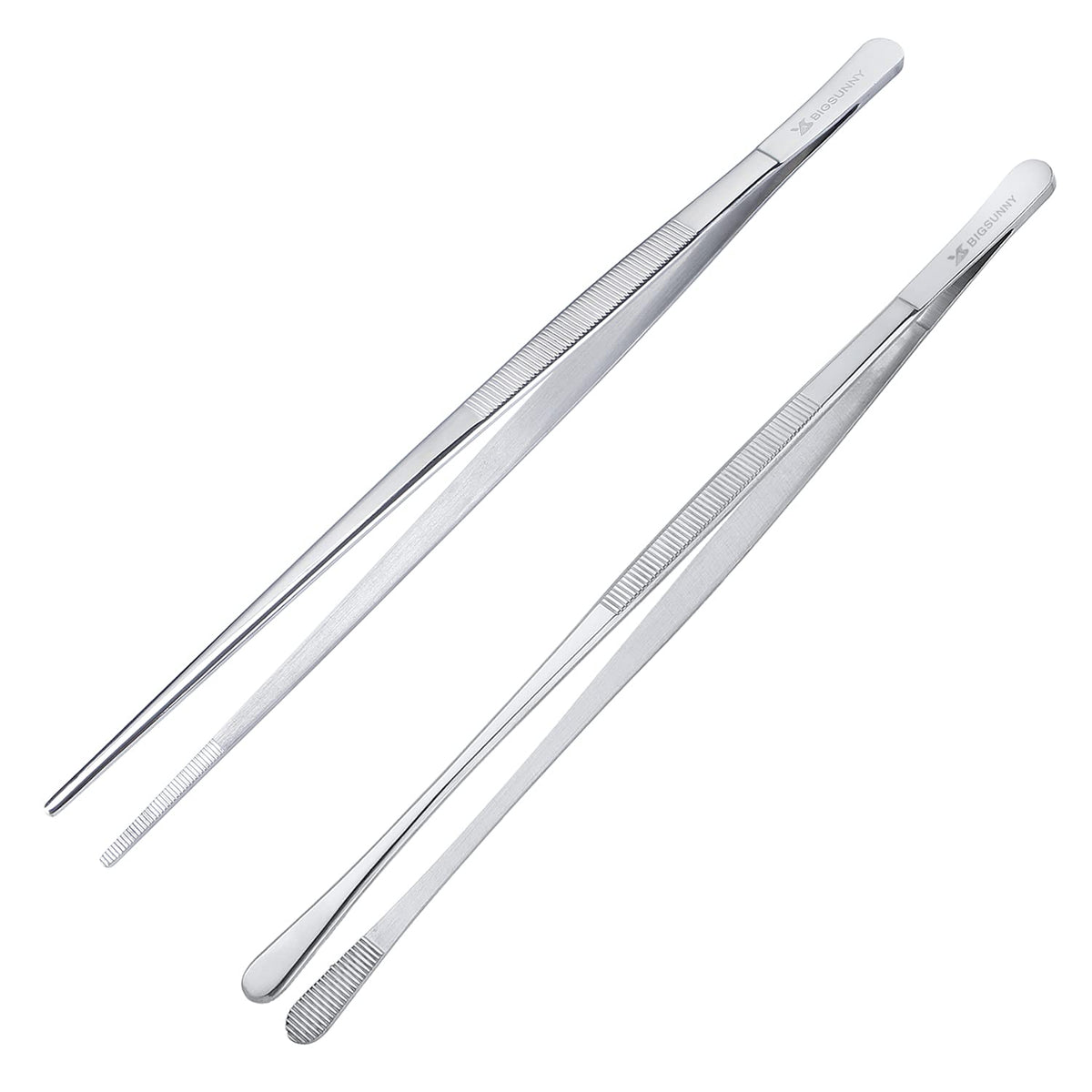 MSY BIGSUNNY 12 Inch Kitchen Tweezers Fine Tweezer Tongs, Stainless Steel Food Tweezers Multi-function Precision Serrated Tips Cooking Tongs Kitchen Serving Tong