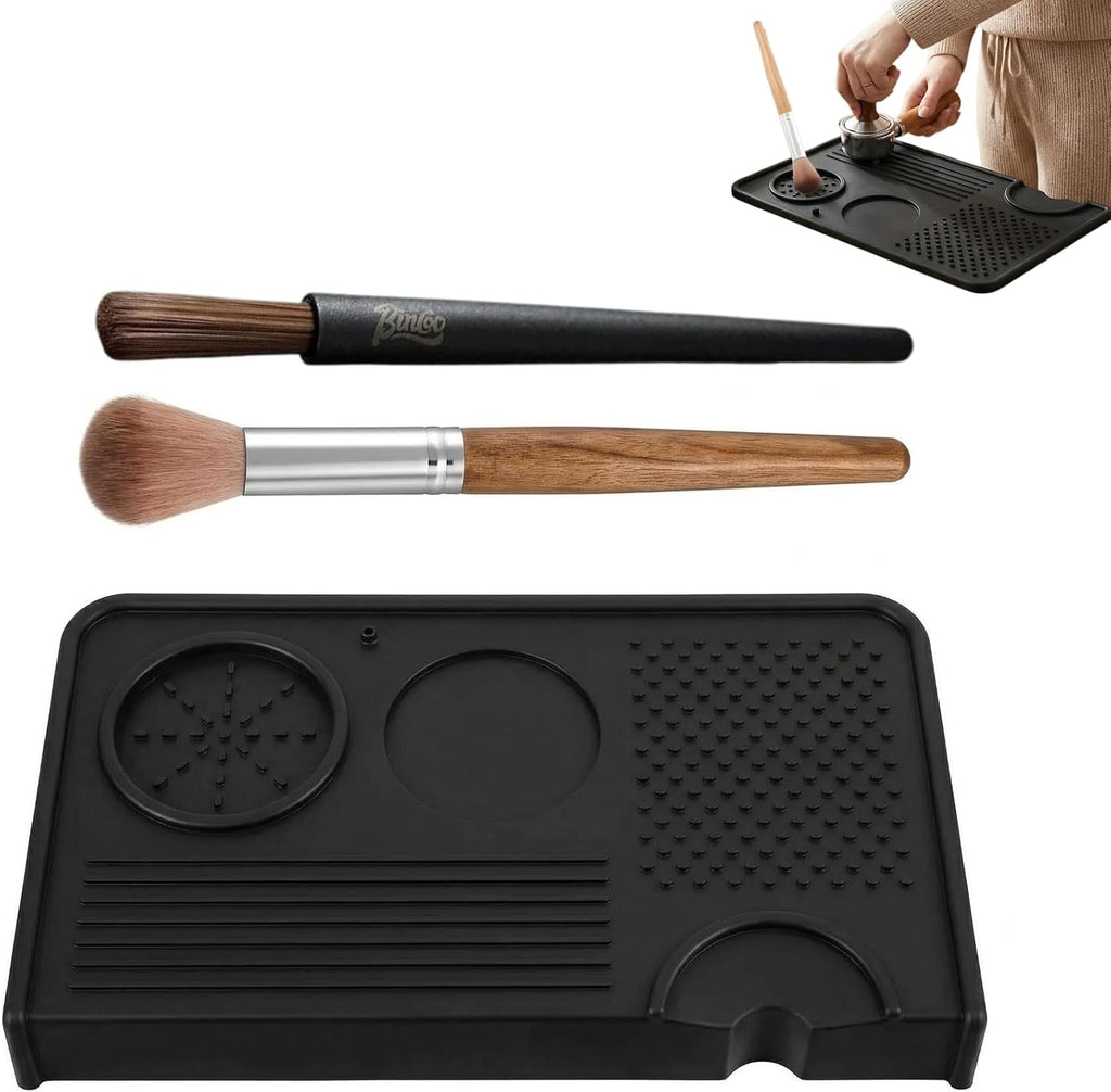 Espresso Tamping Mat And Coffee Brush,Food Grade Silicone Mat